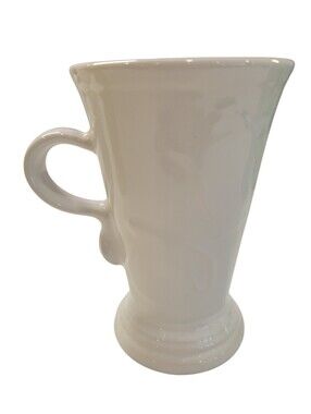 FiestaWare White Pedestal Mug Retired 18 oz Coffee Latte Cup USA HLC Embossed